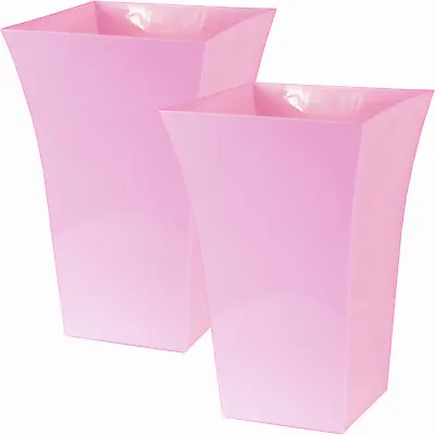 £16.99 • Buy 2 X Pink Large Plant Pots Indoor Outdoor Garden Tall Square Plastic Planters