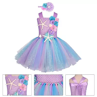 Princess Kids Girl Dress Fancy Outfit Rainbow Mermaid Tulle Skirt Party Birthday • $41.32