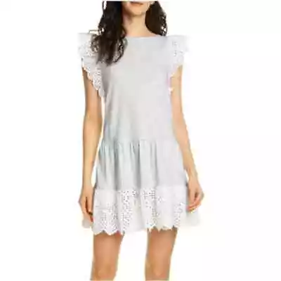 La Vie Rebecca Taylor Gray Eyelet Mini Dress Womens Size Large • $44.49