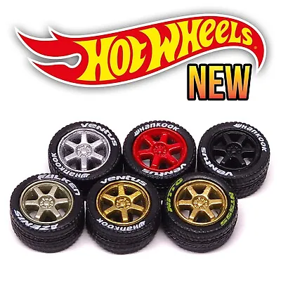 1/64 Scale 6 SPOKE TE37 V8 Real Riders Wheels Rims Tires Set For Hot Wheel • $3.99