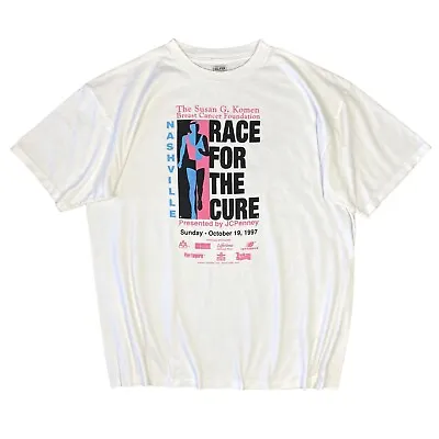 Vintage 1997 Race For The Cure Nashville Shirt Men's Size XL White Pink RARE • $60