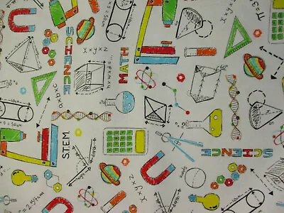 Science Chemistry Math Equations Ions Bright Cotton Fabric Fq  • $4.89