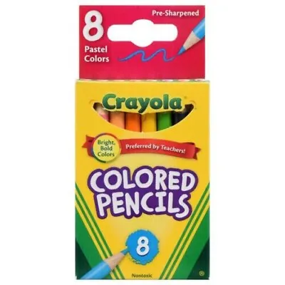 Crayola 8x Pastel Colored Pencils Drawing Arts & Crafts Creative School Home • £2.39