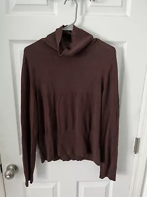 Mainbocher Womens Long Sleeve Thin Knit Brown Turtle Neck Sweater Size XL • $13.99