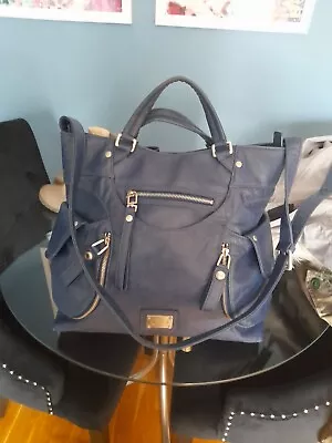 Real Leather Calvin Klein Large Tote Bag Cross Body Blue Black • £29.99