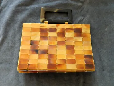 Vintage Shiraleah Lucite Tile Purse Geometric Faux Tortoise Shell Handbag • $20