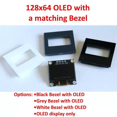 Display With Bezel – 0.96″ 128×64 SSD1306 OLED (smaller OLED). Various Colours. • £5.66