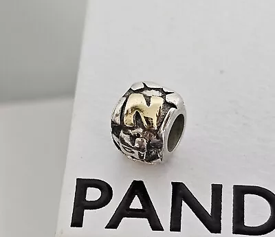 PANDORA Silver Alphabet Letter Gold N Initial Two Tone Charm  790298 Free Post • $98