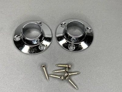 £2.65 • Buy Pair Chrome Wardrobe Rail Fitting Rod Tube End Support Bracket Ring 19mm 3/4 