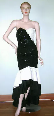 VINTAGE 1950s HAUTE COUTURE DRESS SEQUINED MERMAID BALL GOWN BOMBSHELL PIN UP  • £723.84