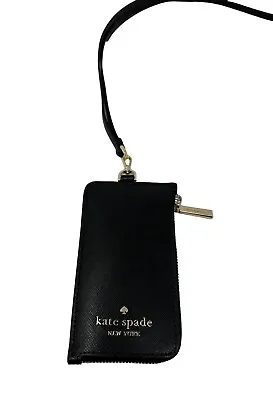 Kate Spade Madison Leather Card Case Lanyard ID Holder In Black KC573 $129 • $80.41