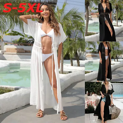 Women Swimsuit Sarong Boho Beach Kaftan Bikini Cover Up Long Dress Swimwear • £10.13