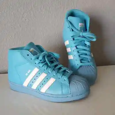 £40.57 • Buy Adidas Pro Model Baby Blue Shell Toe High Top Sneakers Size 4