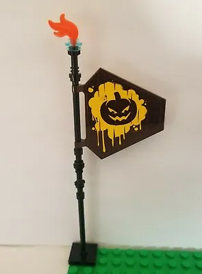 Lego Pumpkin Flag 12L Stand Included DC Batman Sign Black Yellow Scary Fright • $10.38