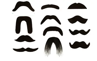 FALSE MOUSTACHE Fancy Dress Party Toy 12 Different Disguise Fake Tash Tache • £1.99