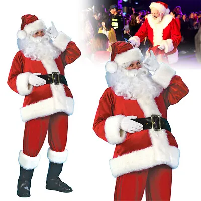 £19.99 • Buy Adult Mens Santa Claus Costume Christmas Suit Fancy Dress Outfit Xmas Gifts 7PCS