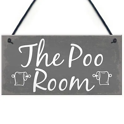 The Poo Room Shabby Chic Bathroom Toilet Loo Plaque Funny Novelty Door Sign  • £3.99