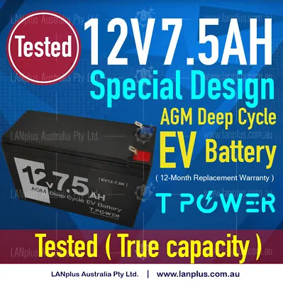 Tpower 12V 7.5Ah AGM Deep Cycle Battery 4 Scooter Toy Car Razor 6FM7  12v 7.0 • $29.99