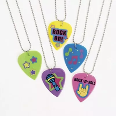 Lot Of 12 Plastic Guitar Pick Necklaces Party Favors • $11.99