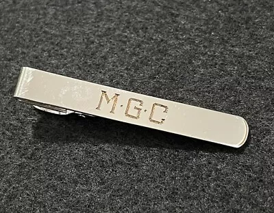 Vintage Sterling Silver Bar Tie Clip Engraved M.G.C.  • $29