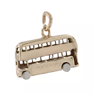 Yellow Gold Double-Decker Bus Charm - 9k Transport London Souvenir Pendant Moves • £162.18