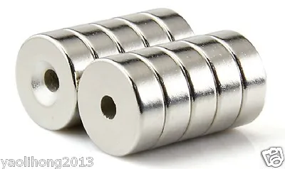 Lot 10pcs Strong Round Ring Magnets 15mm X 4mm Hole 5mm Rare Earth Neodymium N50 • $5.68