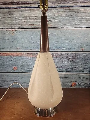 Vintage Table Lamp Ceramic/Teak Mid Century Modern Splatter 3 Way • $69