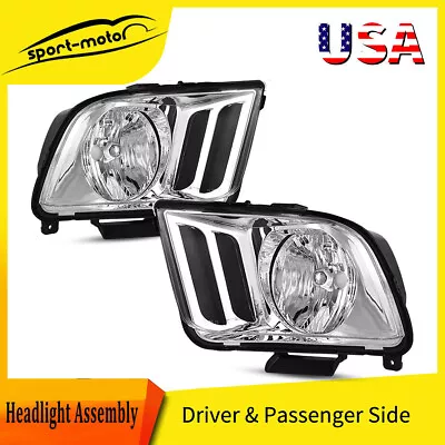 Fits For 2005-2009 Ford Mustang Left & Right Clear Chrome Headlights Replacement • $51