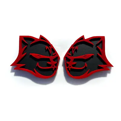 Pair 2 Red Black Hell Kitten HellKitten Emblems Fits Dodge Mopar Fender Badges • $29.90