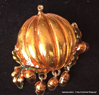 Vintage Brooch Pin SIGNED MONET Pumpkin Enamel Gold Tone Jewelry Lot Y • $1.99