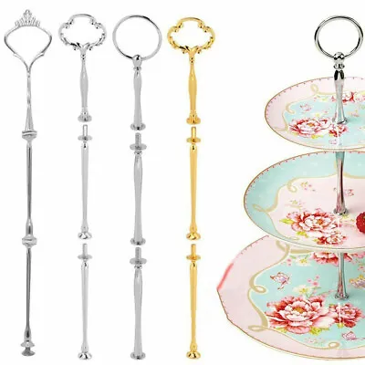 Cake Plate Stand Holder Tea Home Wedding Party Silver Gold 3 Tier Handle Fitting • £3.99