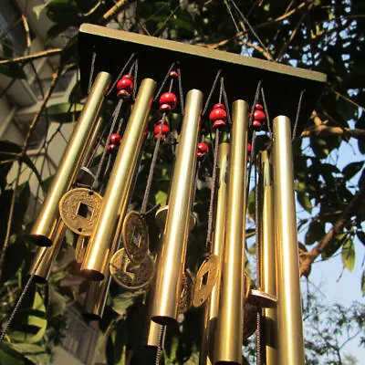 Metal Wind Chimes Feng Shui Bells Tubes Indoor/Outdoor Garden Hanging Ornament • £9.28