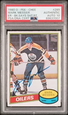 Mark Messier 1980 O-Pee-Chee #289 Signed Rookie Auto RC PSA 10 Oilers HOF • $499