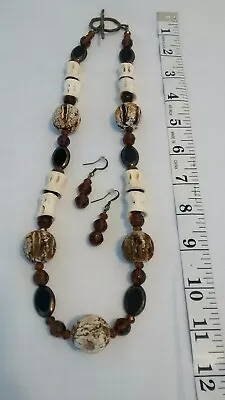 Handcrafted Artisan BONES WEED POD NECKLACE EARRINGS Boho Hippy Nature Halloween • $9