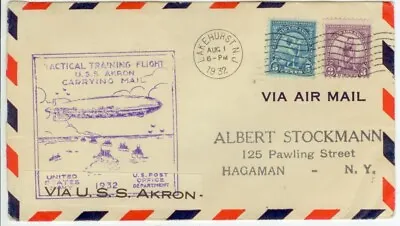 Aug 1 1932 USS Akron Airship Carried Cover - Lakehurst New Jersey Flight • $15