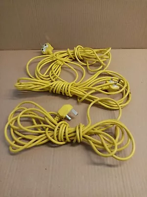 3 X Lawnmower Power Cord Wire Cable 6 Meter Yellow Fitted 3 Pin Plug  * Used * • £16.99