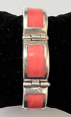 Antique C1930 Art Deco Mexican Taxco Sterling Silver & Enamel Bracelet 18cm 47g • £180