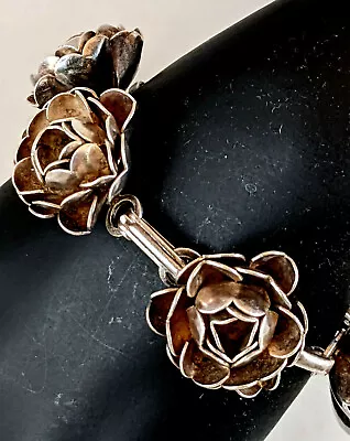 Vintage Sterling Silver Blooming Rose Bracelet • $99