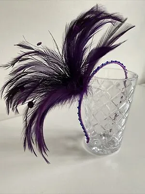M&S Autograph Purple Feather & Bead Fascinator Wedding Royal Ascot NEW!! • £16