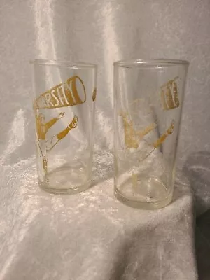 Vintage The Varsity Atlanta Georgia Yellow Football Player Libbey Glass Tumblers • $13.99