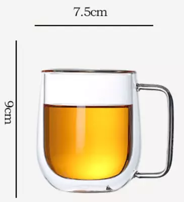 Double Wall Insulated Glass Coffee Glass Mug Tea Cup With Handle 250ml / 350ml • £9.95