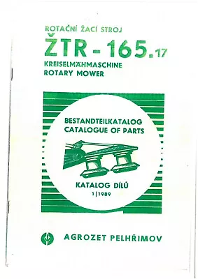 Agrozet Zetor ZTR165 Mower Parts Manual - ZTR 165 • £19.99