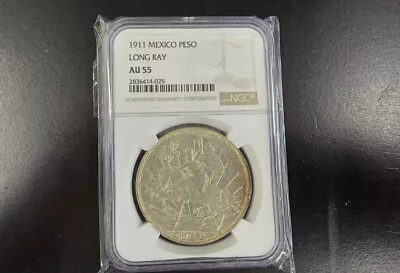 1911 Peso  Caballito  NGC AU 55 Long Ray • $248