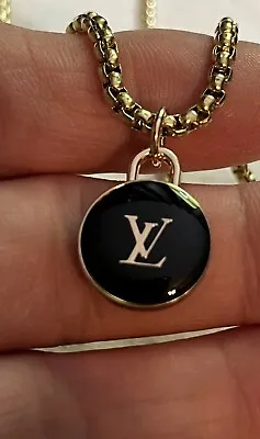 $50 • Buy Louis Vuitton Upscaled Charm Necklace Round Pendant W/20” Gold Plated Chain NEW