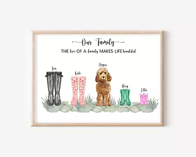 £5.99 • Buy A4 Personalised FAMILY HOME DOG CAT Welly Boots Wall Art PRINT / CHRISTMAS GIFT