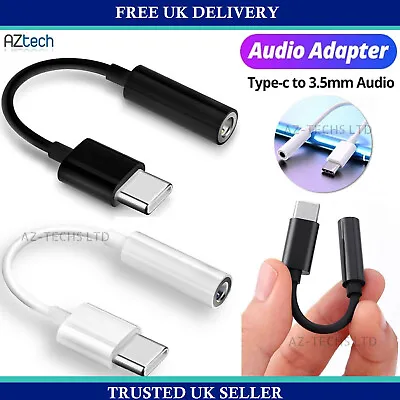 USB Type C To 3.5mm Audio Aux Headphones Jack Adapter For Samsung Galaxy Phones • £1.85