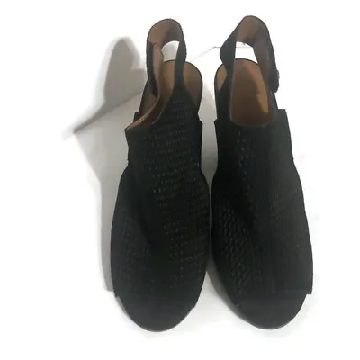 Arturo Chiang Womens Black Leather Open Toe Sling Back Mule Sz 10 • $22.95