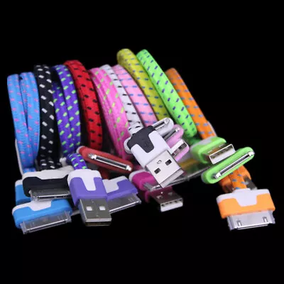 £2.79 • Buy Flat Braided USB Data Sync Charger Cable For IPhone 4 4S 3G 3GS IPad 2 &1 IPod