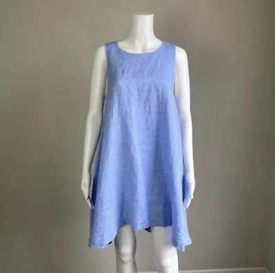 Women's Island Company 100% Linen Medium Blue Sleeveless Trinity Dress • $32