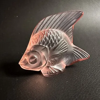 Signed Lalique Pink Crystal Art Glass Angel Fish Figurine Made In France • £102.28